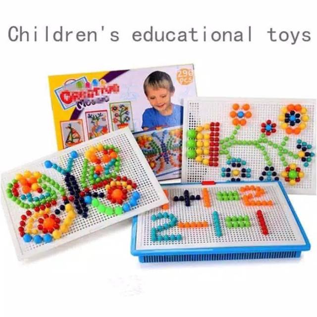 296pcs mainan edukasi anak/Edukasi nail susun paku