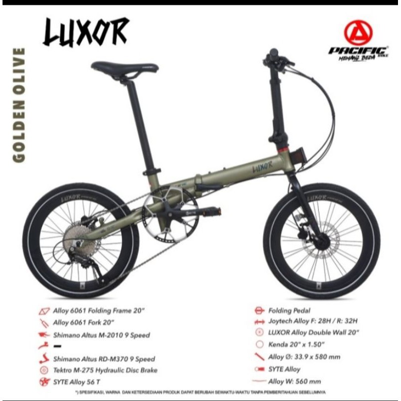 Sepeda Lipat 16" PACIFIC LUXOR Alloy Shimano Sora 9 Speed Hydraulic