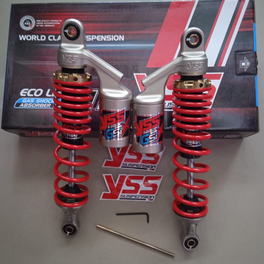 Twin Shock YSS G-Six tabung atas For Blade, CB, GL, Mega Pro, Tiger panjang 320 mm warna merah origi