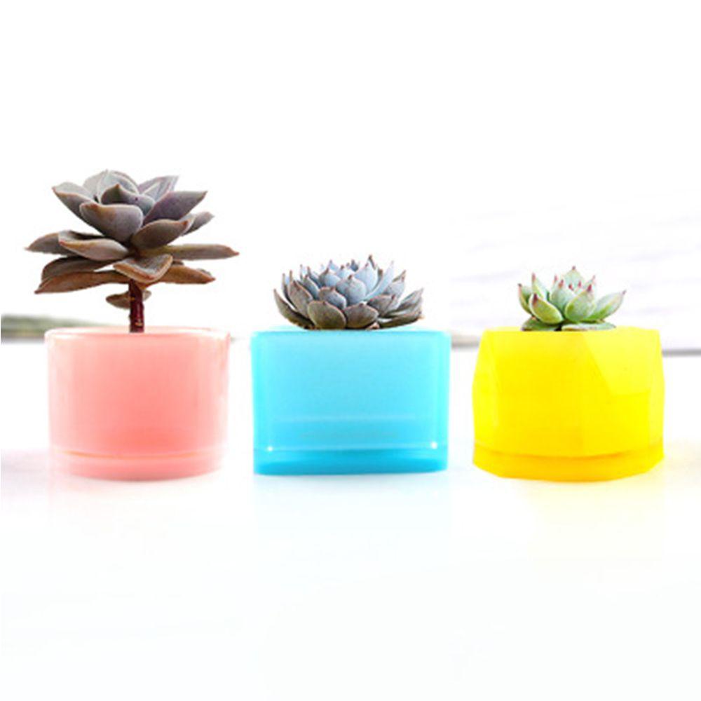 Chookyy 3pcs/set Crystal Resin Tray Cetakan Penyimpanan Casting Hexagon Cup Resin Kerajinan Pot Bunga Sukulen