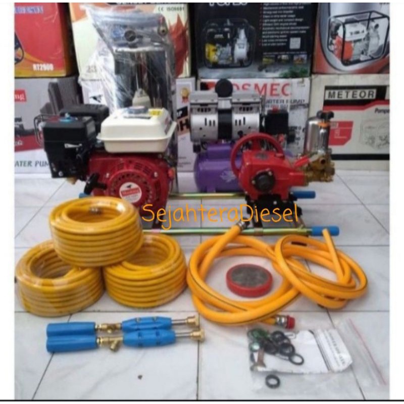 Paket Steam bensin cuci motor mobil+Tabung salju+Kompresor Lakoni basic