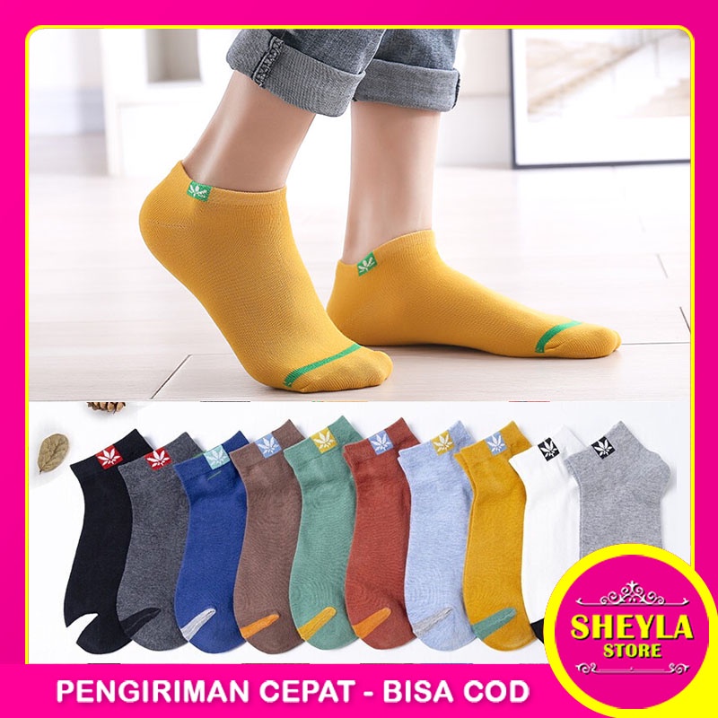 Kaos Kaki Fashion Pria Wanita Warna Polos Sporty Garis Depan / Ankle Socks Unisex Semata Kaki Import Murah / TS-40