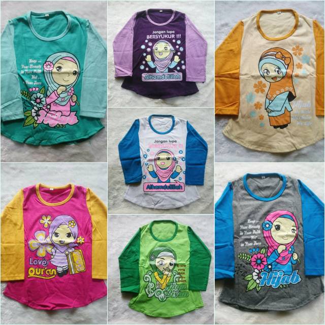 Kaos Anak Muslimah Tangan Panjang 1 sampai 8 tahun-5