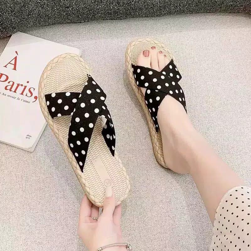 sandal etnik kokop silang polkadot new