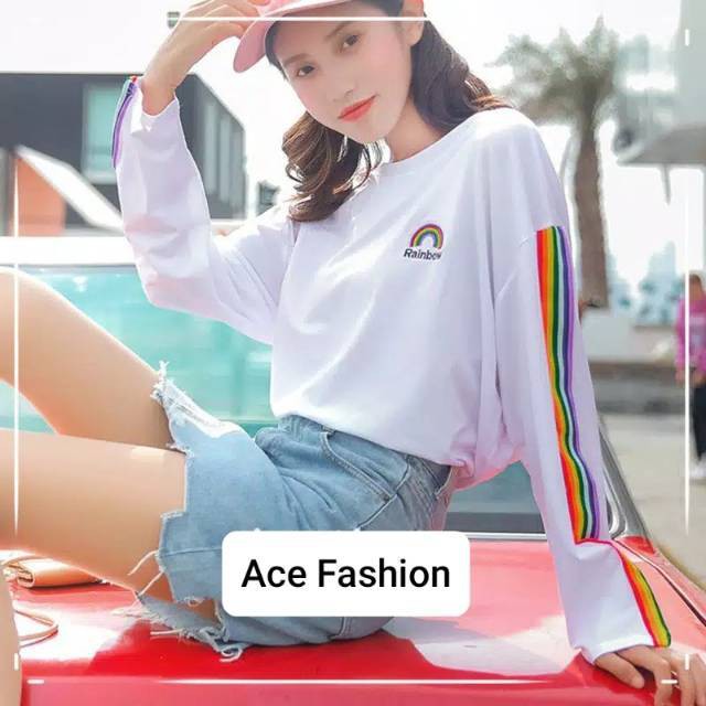 Sweater Pelangi / Rainbow ( List Asli + Sablon Timbul )