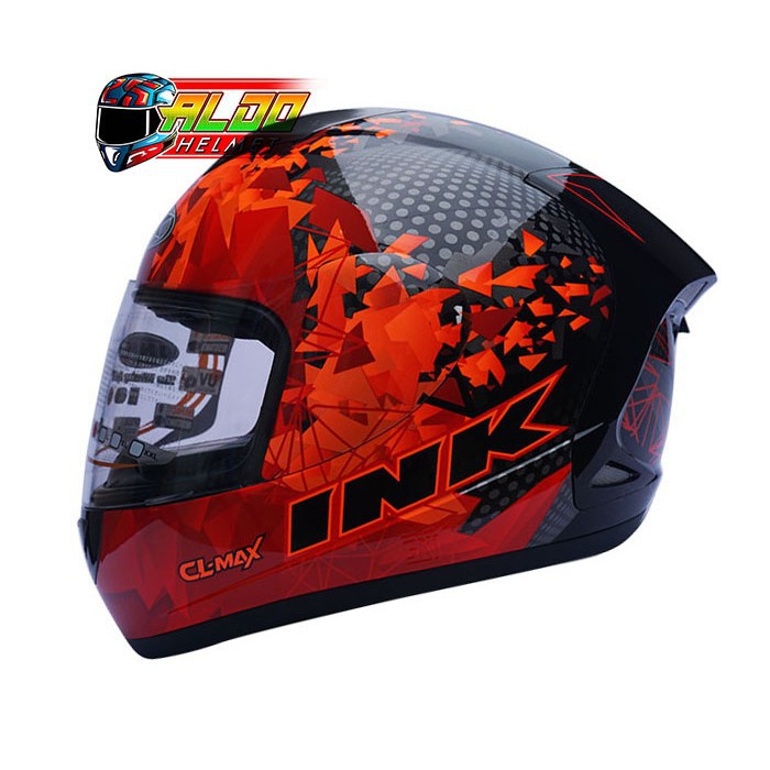 HELM INK CL MAX MOTIF 6 BLACK RED FLUO FULL FACE JUAL NHK KYT - SIZE M