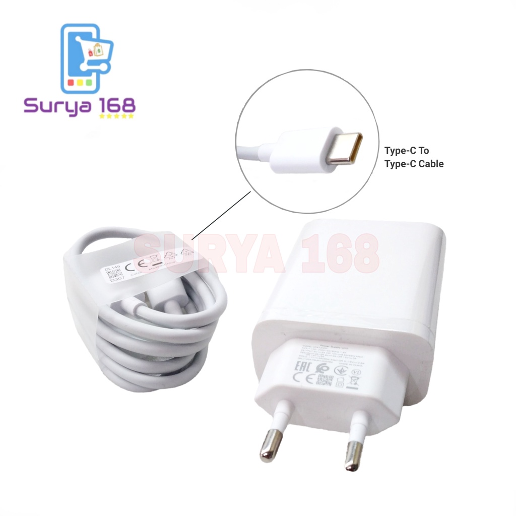 CHARGER CASAN CHARGE POWER ADAPTER REALME SUPERDART 65W FAST CHARGING TYPE C TO TYPE C CABLE