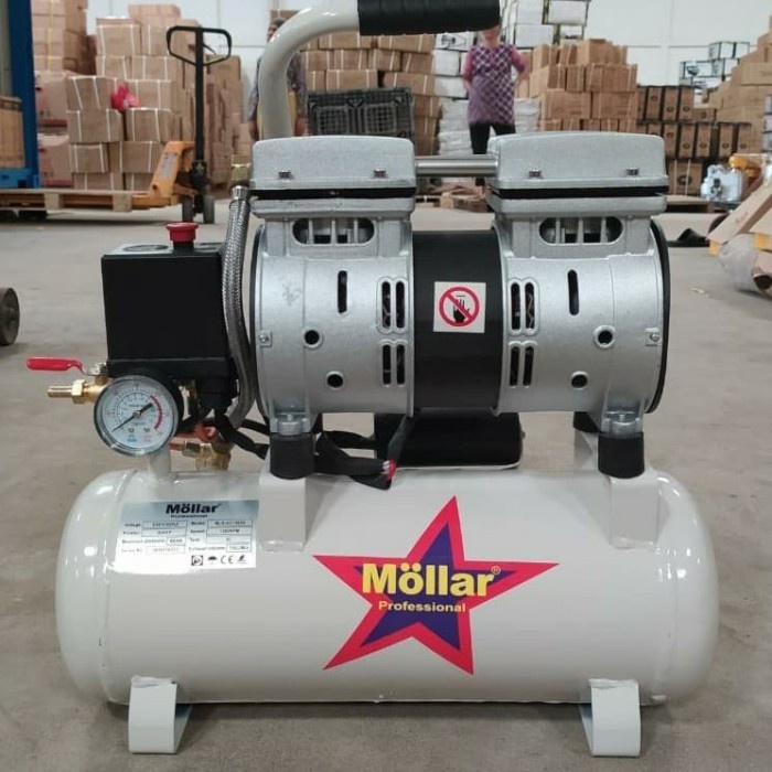 MOLLAR AC-1024S kompresor silent oiless 24L 500w mesin pompa angin