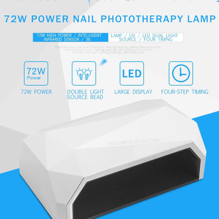 72W UV Lamp Gel Nail Lamp LED With Two Hands / Pengering Kutek Gel Nail Dryer Dua Tangan #912