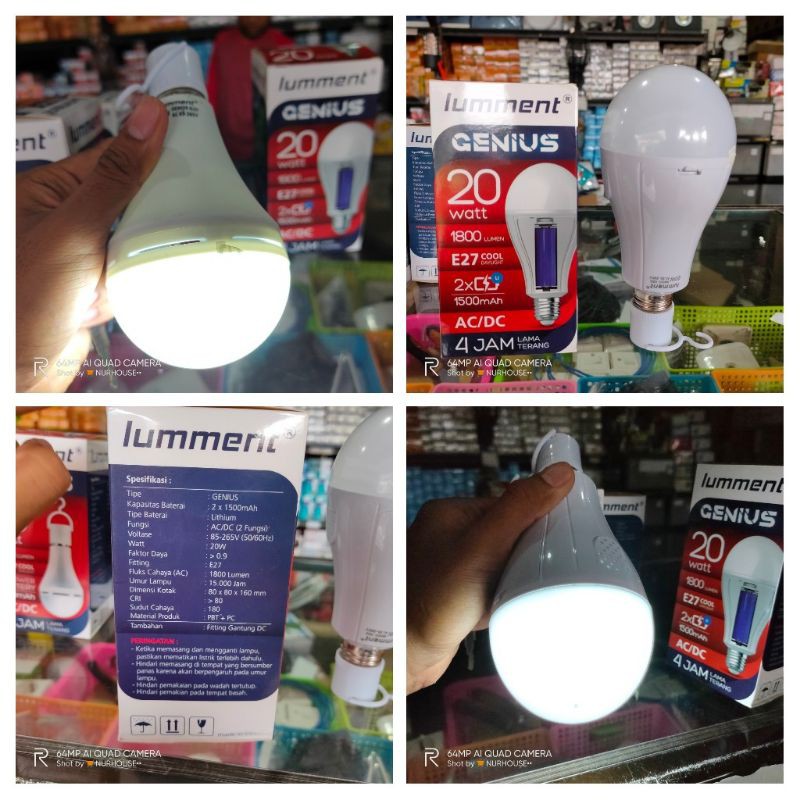 lampu emergency 20 Watt lumment genius