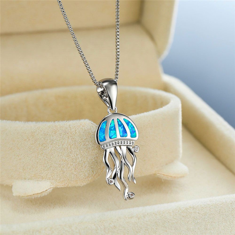 ROW New Pendant Luxury Blue Necklaces Gift Jellyfish Animal Jewelry Fashion Female