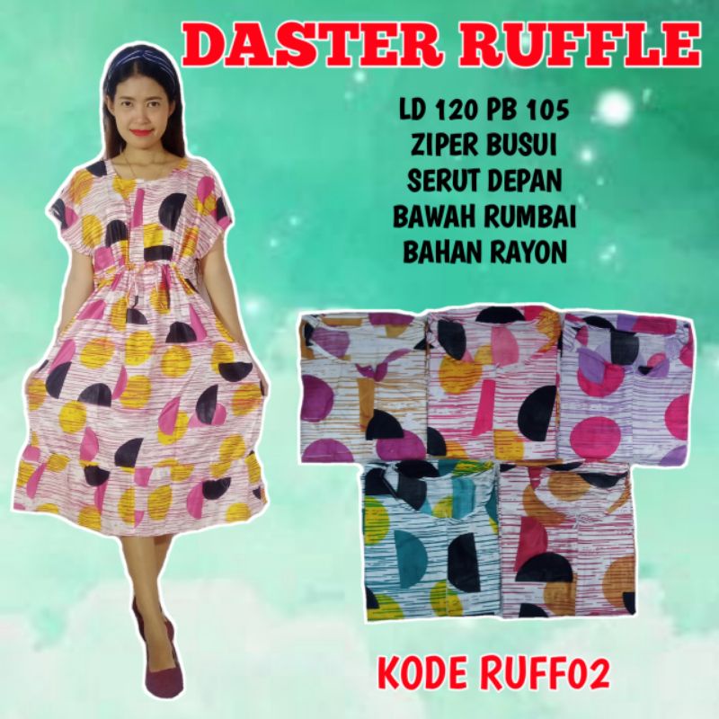 DASTER RUFFLE | DASTER VIRAL REMPEL BUSUI MOTIF LD 120 | DASTER KEKINIAN MURAH BAWAH LUTUT BUSUI