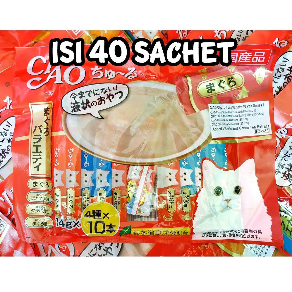 (T10 BY8610) Ciao Chu Ru Isi 40 Sachet Snack Kucing Creamy Kemasan Besar [CODE NEW807]