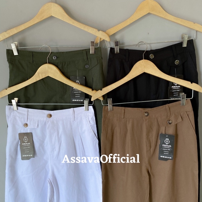Celana Kulot Highwaist Bahan Rami Linen - Celana Kulot Linen Wanita