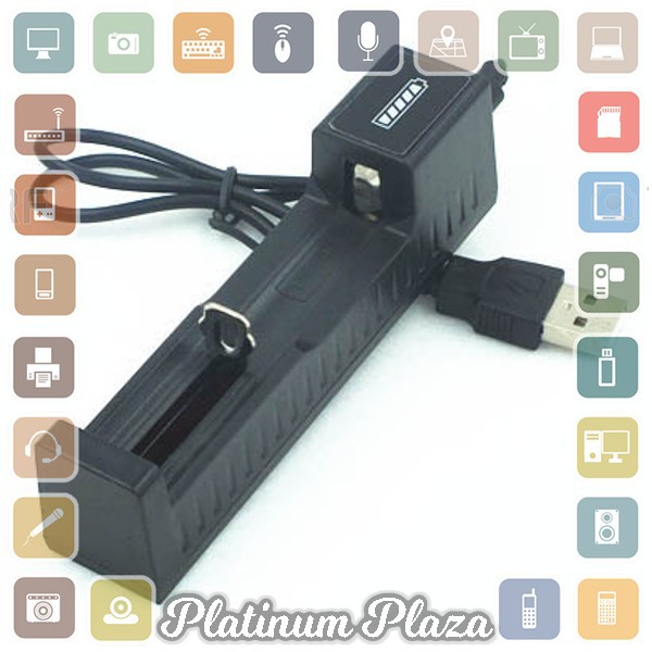 EastVita Charger Baterai USB Universal Full Self Stop 18650 26550 1 Slot - C1 - Black`15LF6Q-