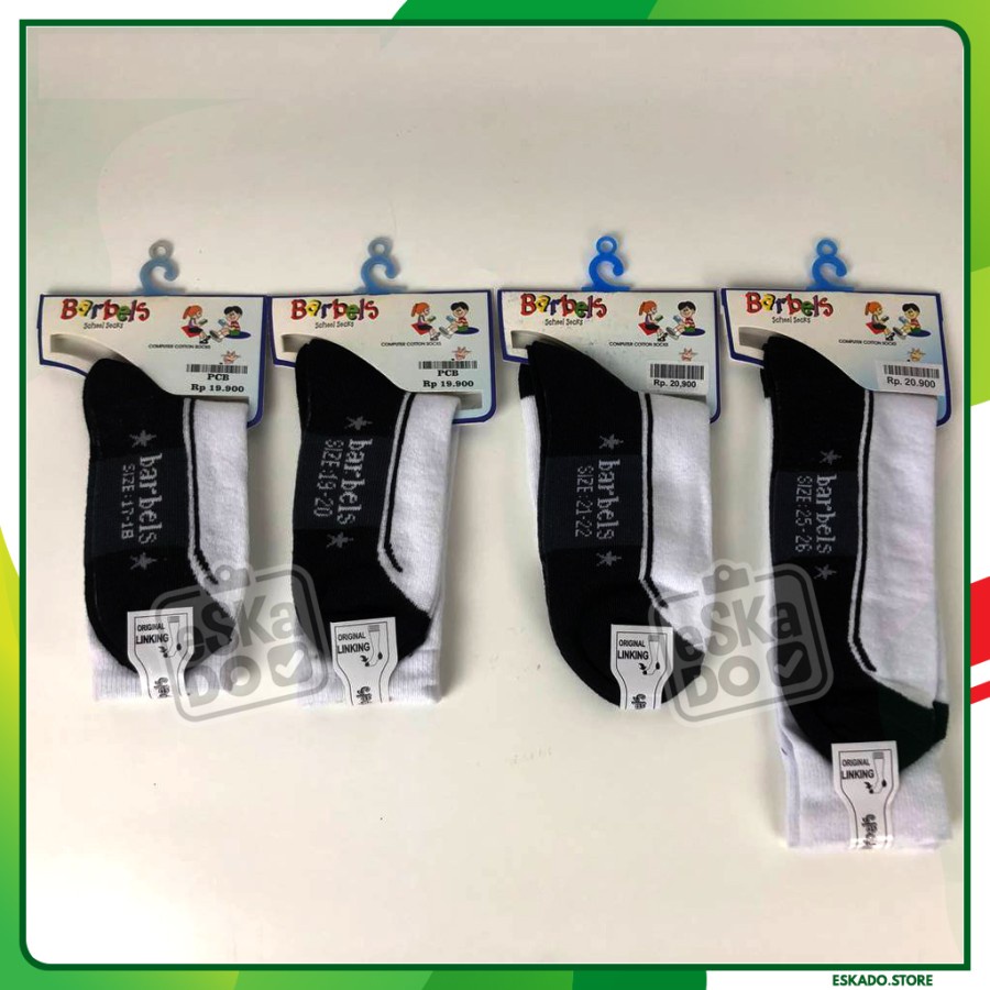 Kaos Kaki Socks Barbels Hitam Putih Anak Sekolah