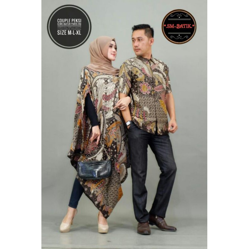 setelan batik couple kaftan batik asimetris kemeja pria by SM batik