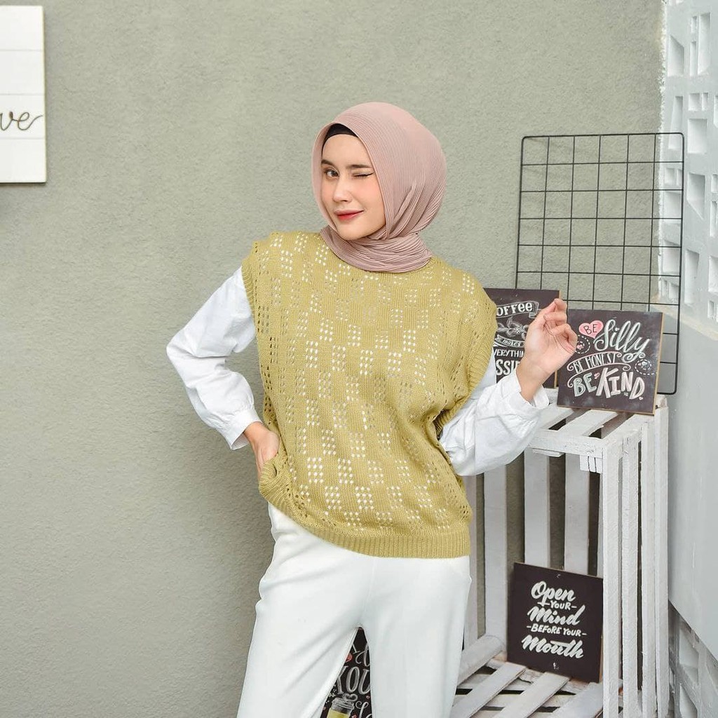 Nara Grosir - Aurel Kotak Vest | Fashion Terkini | Sweater Termurah