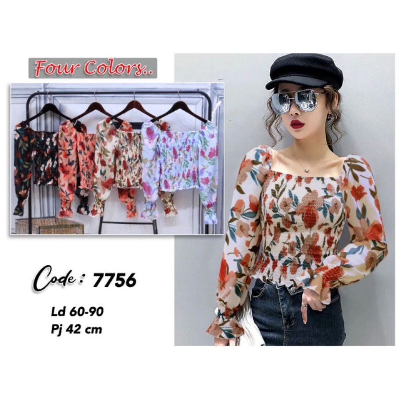 atasan smoke sifon motif import 7756