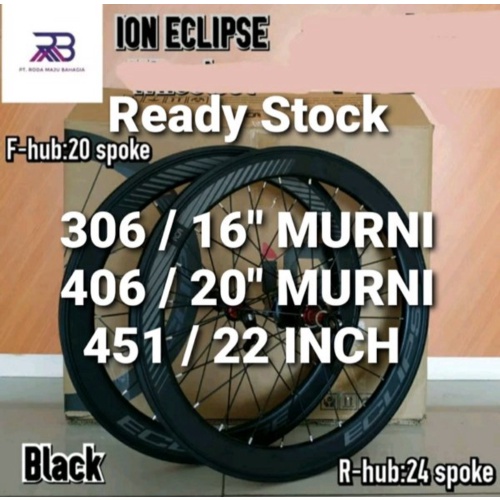 Jual Wheelset Ion Eclipse 20 inch 406 451 16 inch 306 349 baca deskripsi Murah