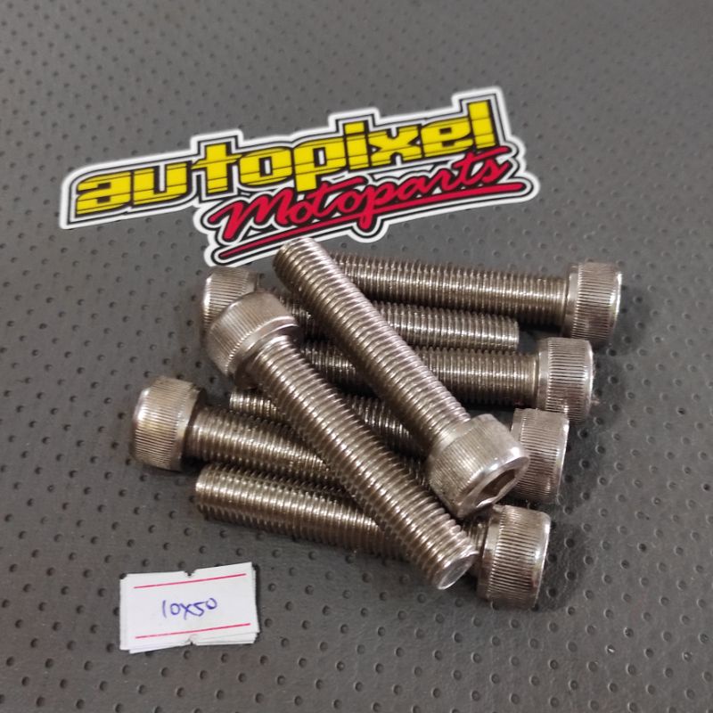 Baut L stainless 10x50 ukuran baut drat 14 panjang 5cm