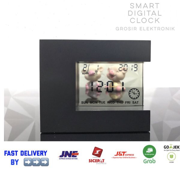 Jam Meja Screen Rotation Timer Digital Desktop Smart Clock KD-1825