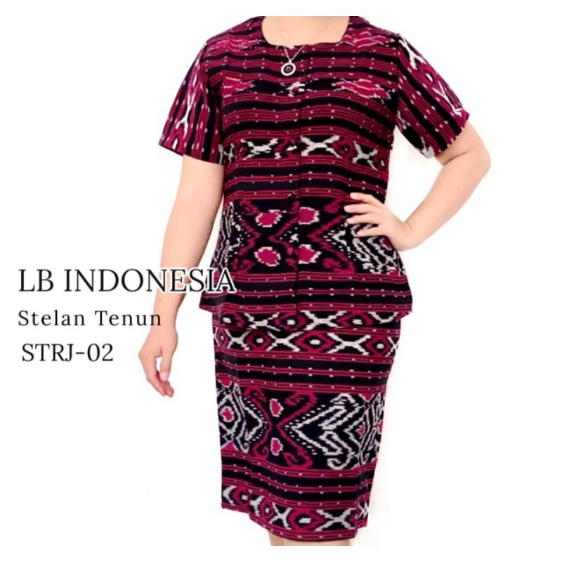 Set rok blus tenun/set tenun motif