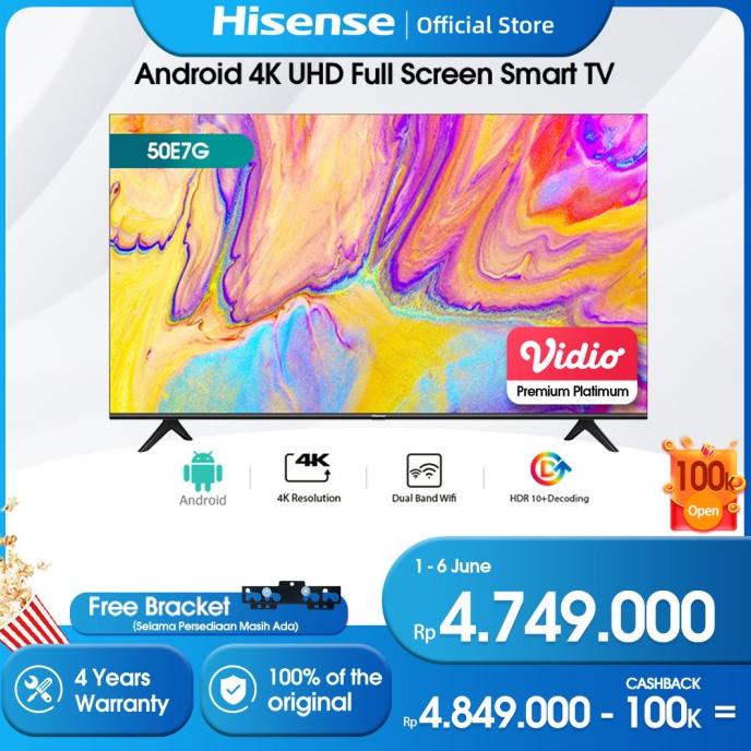 Hisense 50 inch Android Smart TV- Bezelless Design - Dolby Audio 50E7G