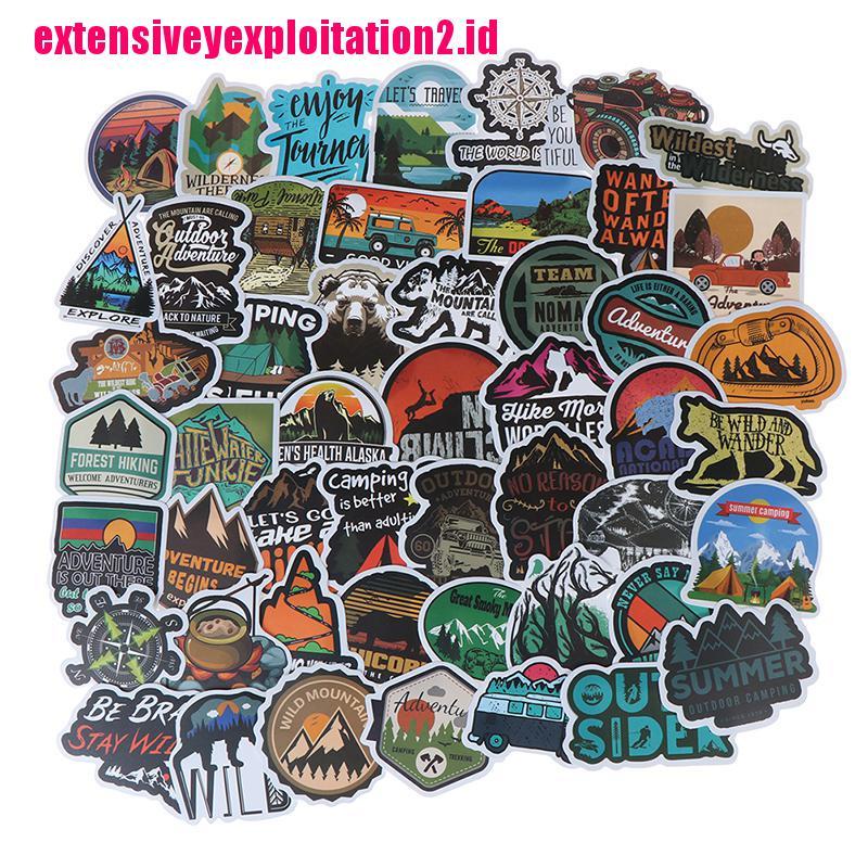 &lt; E2id &amp; &gt; 50Pcs Stiker Motif Pemandangan Untuk Dekorasi Koper / Laptop / Gitar