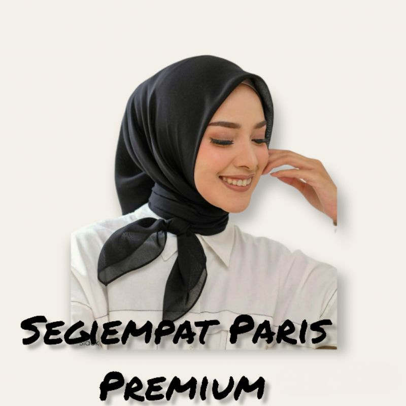 Jilbab Kerudung Hijab Tudung Segiempat Paris Premium Pinggiran Kelim Ukuran 115x115 cm