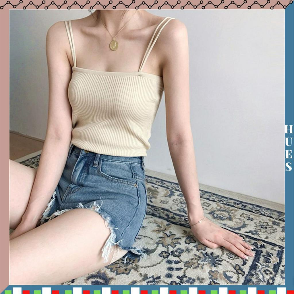 HUES.ID Tank Top Tali Polos Wanita Import Gaya Korea 4034