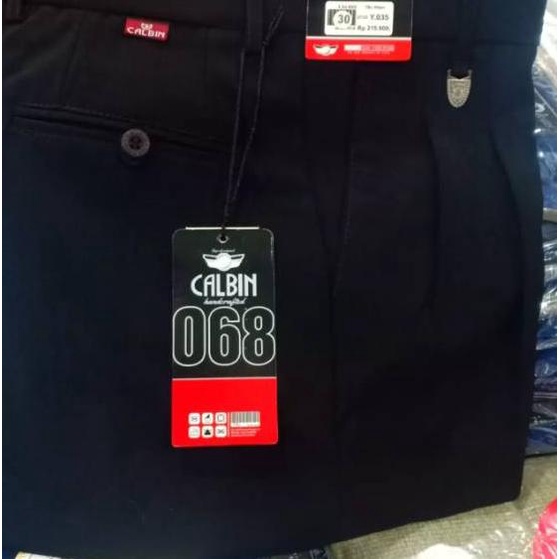 CELANA BAHAN PRIA FORMAL SLIM FIT&REGULER HITAM BUAT KERJA KANTOR NIKAH DASAR KAIN SIZE 27-44 CALBIN