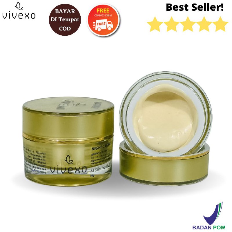 VIVEXO NIGHT GLOWING | KRIM PEMUTIH WAJAH FARMA | WHITENING SKINCARE BPOM KOREA AMAN BUMIL BUSUI