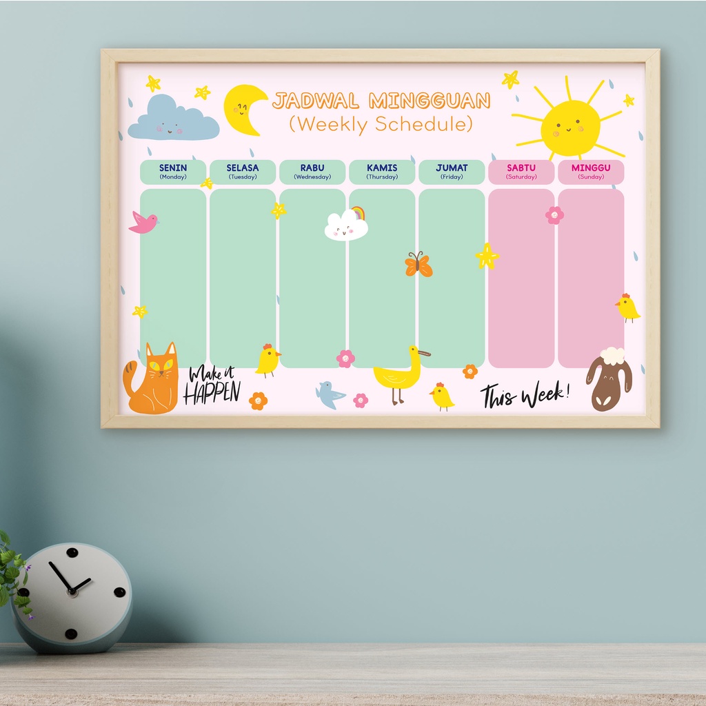 

Weekly Planner | Jadwal Sekolah Mingguan | Wall Planner | Wipe and Clean | Schedule