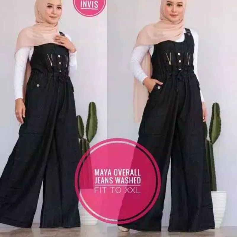 ((3 WARNA)) OVERALL JUMBO!!! MAYA OVERALL MODEL KEKINIAN MATT JEANS WASH FIT TO XXL