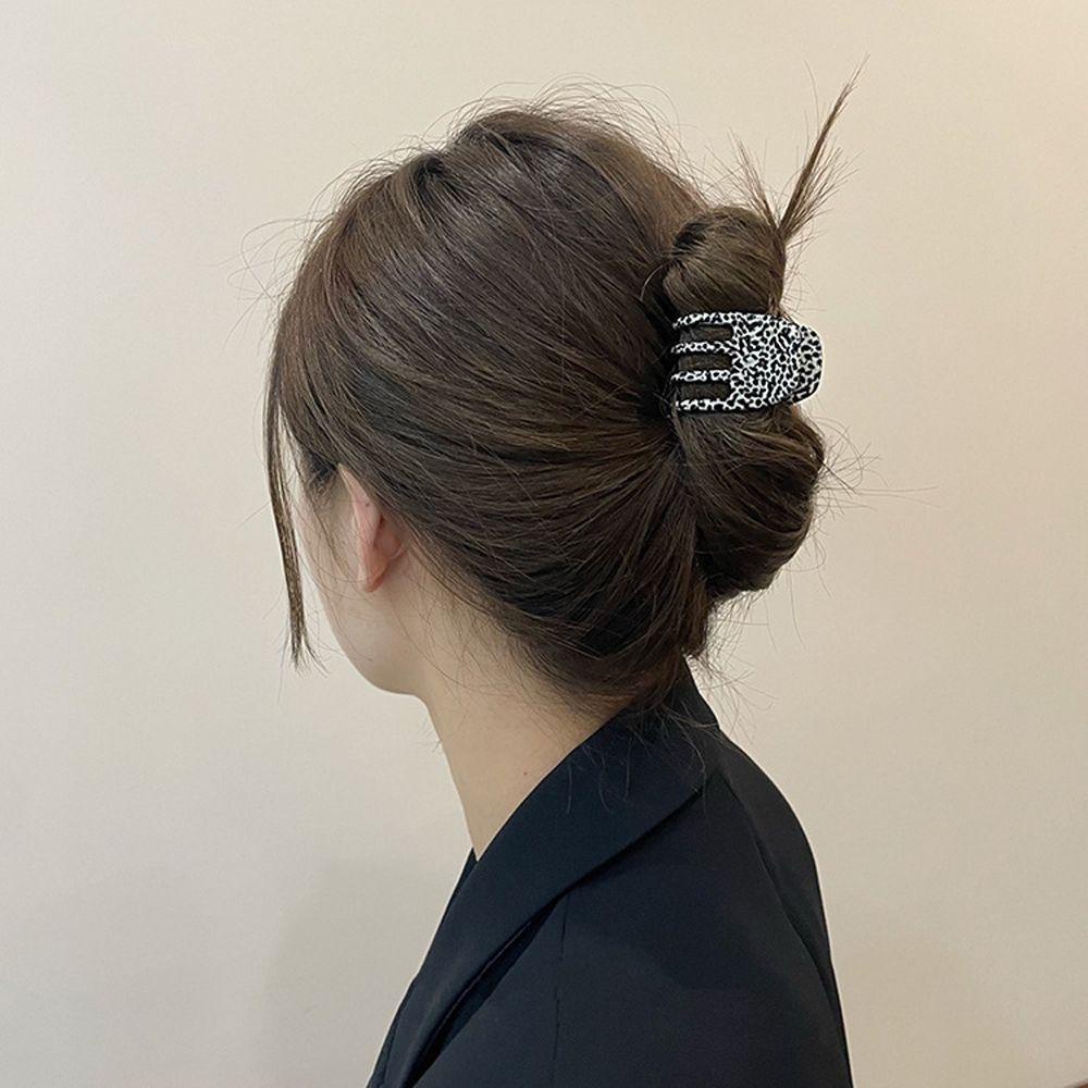 Augustina Korean Style Hair Crabs Elegan Aksesoris Rambut Hiasan Kepala Leopard Akrilik Klip Penjepit Kecil