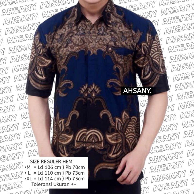 Batik Pria Lengan Pendek Katun Seragam Kantor Kerja Pernikahan Tunangan Nyaman Tidak Luntur Regular Shopee Cod Motif Gajah Mada NV01