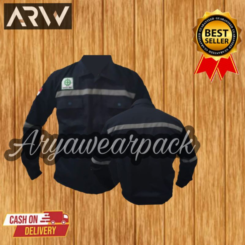 seragam wearpack safety atasan warna hitam polos