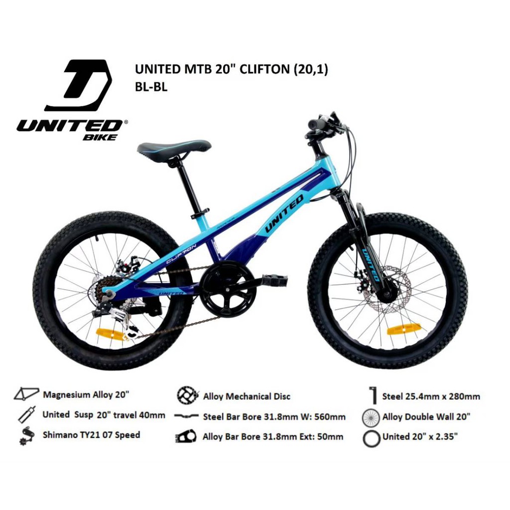 Sepeda MTB 20 Inch United Clifton 7 Speed