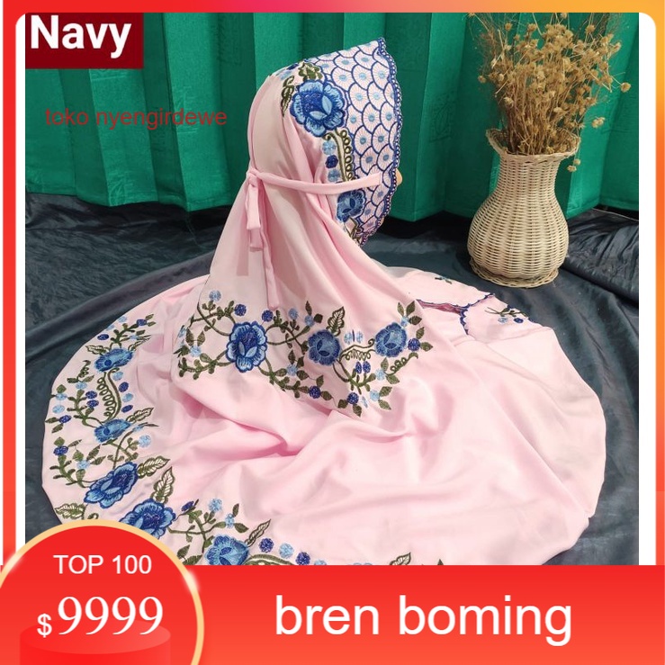 PROMO Mukena Dewasa Polino Terusan Lajuran bordir warna/mukena terusan bordir warna motif bunga petu