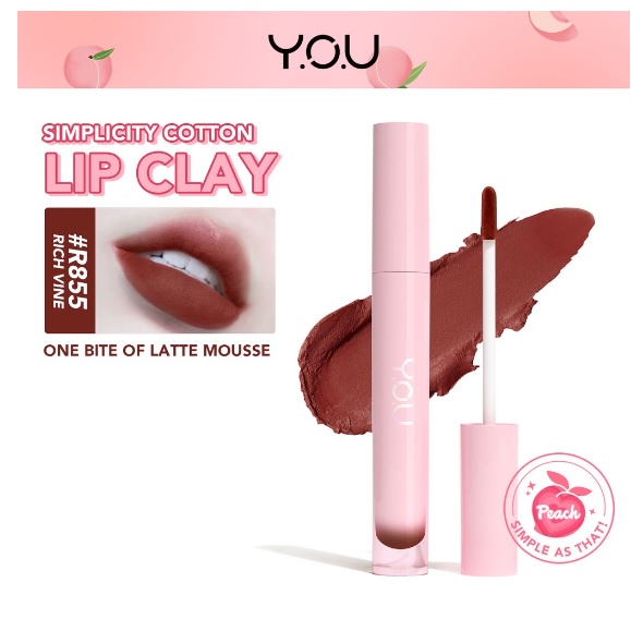 YOU ( Y.O.U ) Simplicity Cotton Lip Clay | Lip Stain Lipstick Lembut Melembapkan Tahan Lama | Mousse Texture