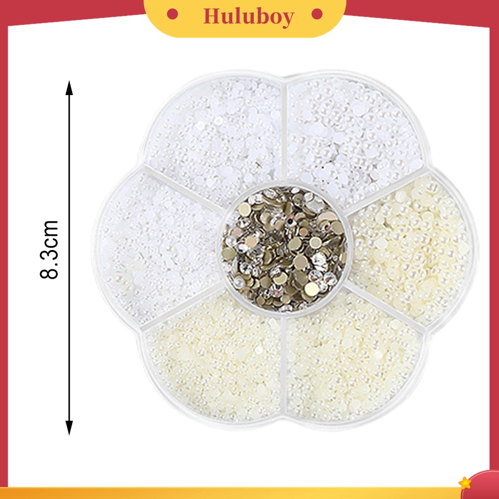 Huluboy Huluboy♡ 1 Kotak Manik-Manik Mutiara Universal Bahan Resin Untuk Dekorasi Nail Art