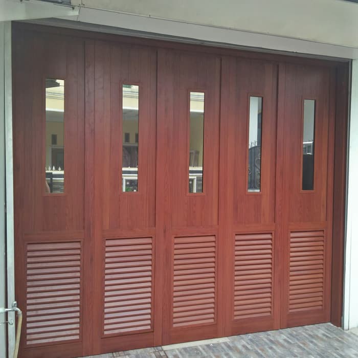 Pintu Garasi Aluminium Serat Kayu