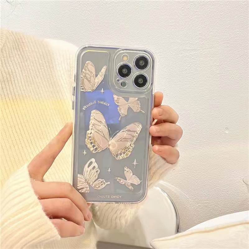 Case Pelindung Bahan Akrilik Transparan Motif Butterfly Untuk iPhone 13 Pro 13prm 11 7Plus 8Plus Xr XS 13 12 Pro Max