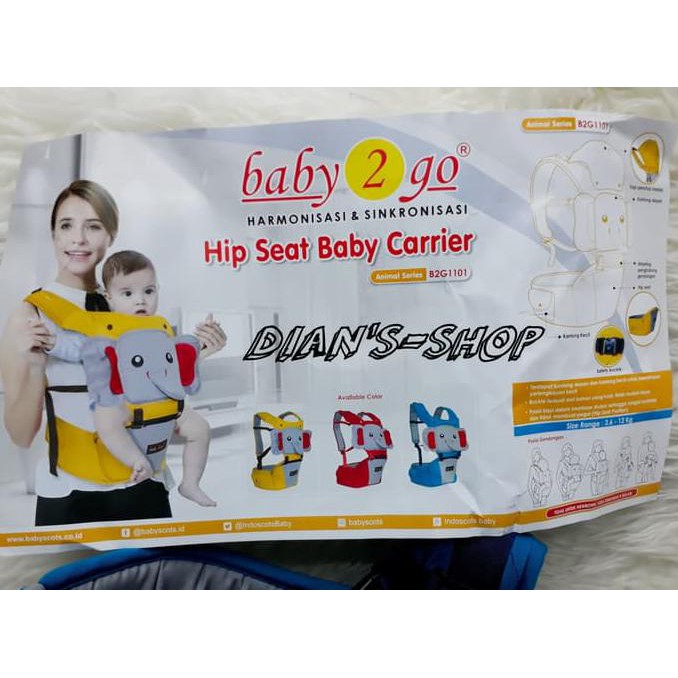 New Hipseat Baby Carrier/Baby 2 Go Gajah/Gendongan Duduk Depan 1102 | Sukasukashopku
