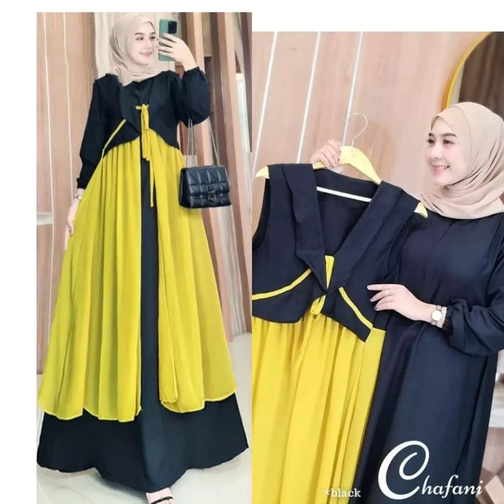 CHAFANI DRESS BAHAN GAMIS / INNER SHAKILA MIX OUTER CERUTY BABYDOLL DAPAT GAMIS WANITA + OUTER TERPI