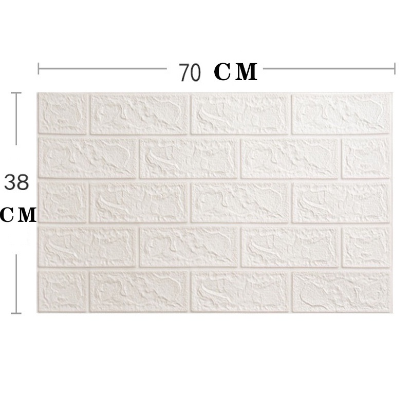 [COD] Wallpaper Dinding Wallpaper 3D Walpaper Foam Motif Batu Bata Good Quality Pabrik 70x77CM Ketebalan Sebenarnya 6MM-PUTIH 70*38CM