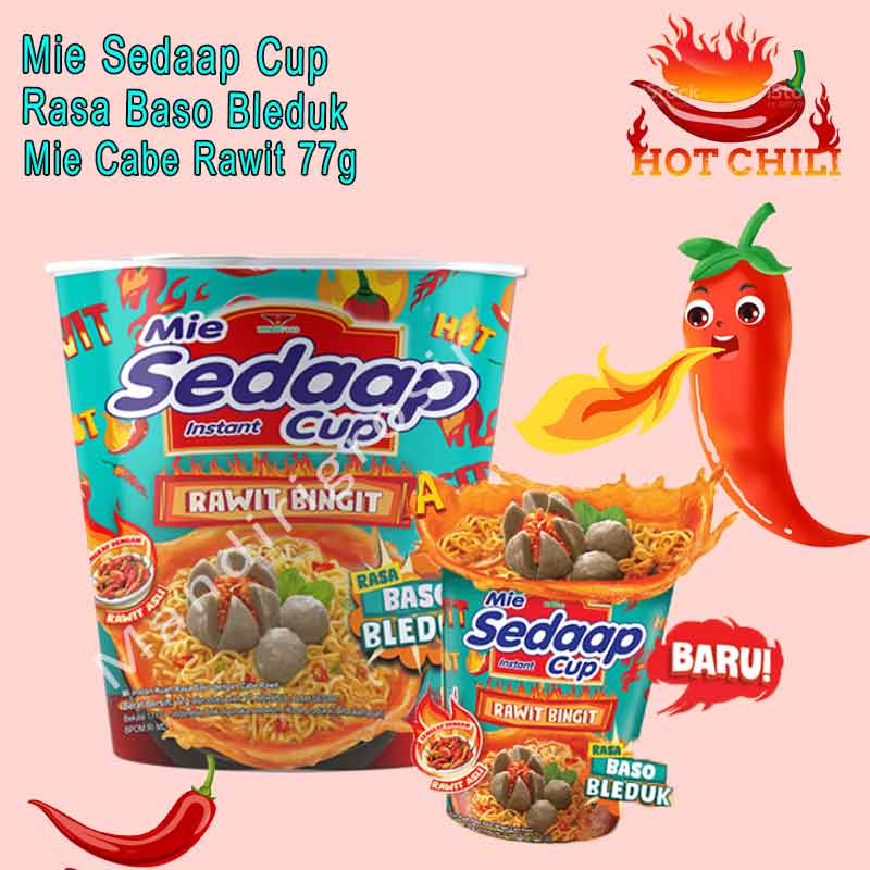 Mie Kuah Instan * Mie Sedaap Cup * Mi Cabe Rawit * Rasa Baso Bleduk 77g