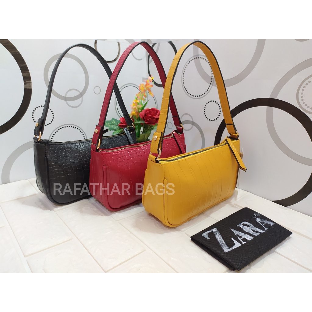 Tas selempang wanita z@rra alona 2 tali Top handle bag bahan croco semi premium