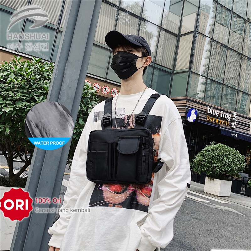 Chest Bag Pria HAOSHUAI 135 Anti air Bahan Dolby lotto Coated